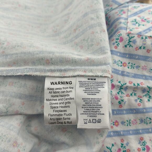 Lanz of Salzburg Robe Womens Medium Flannel Floral Hearts Stripes Belt Prairie - Picture 9 of 10